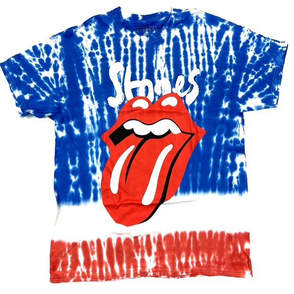 the Rolling Stones Other - The Rolling Stones 2019 No Filter Tour Itinerary Tee -Tie Dye Blue & Red - L